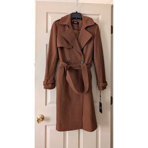 NWT DKNY Notched-collar Belted Trench Coat (size 4, color: vicuna)